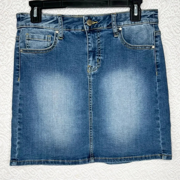 Versona Women's Blue Denim Pencil Skirt Size 27 Stretch Pockets Casual - Picture 1 of 10